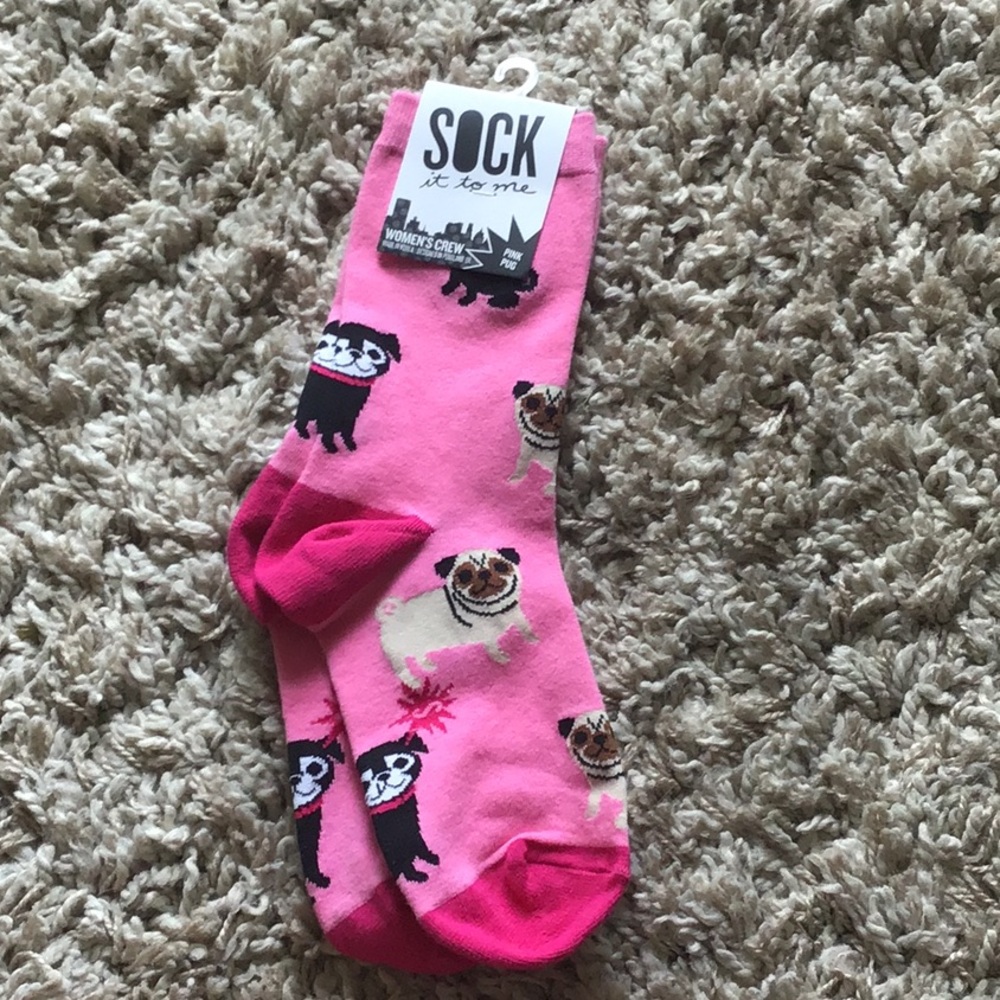 Pink pug socks